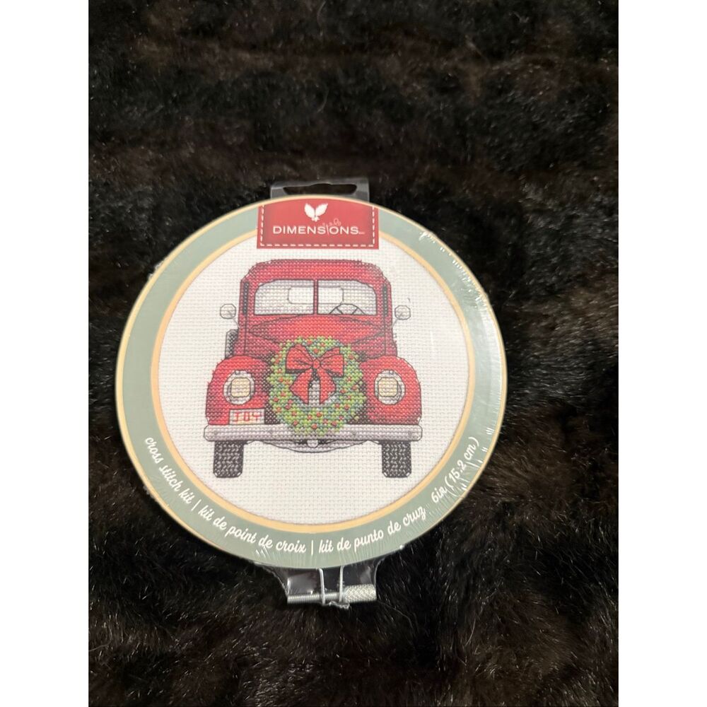 Dimensions Christmas Vintage Red Pickup Truck Counted Cross Stitch Kit- Sealed
